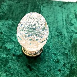 NEW CONDITION WATERFORD CRYSTAL LISMORE EGG WITH SILVER PLATED BASE HOLDER